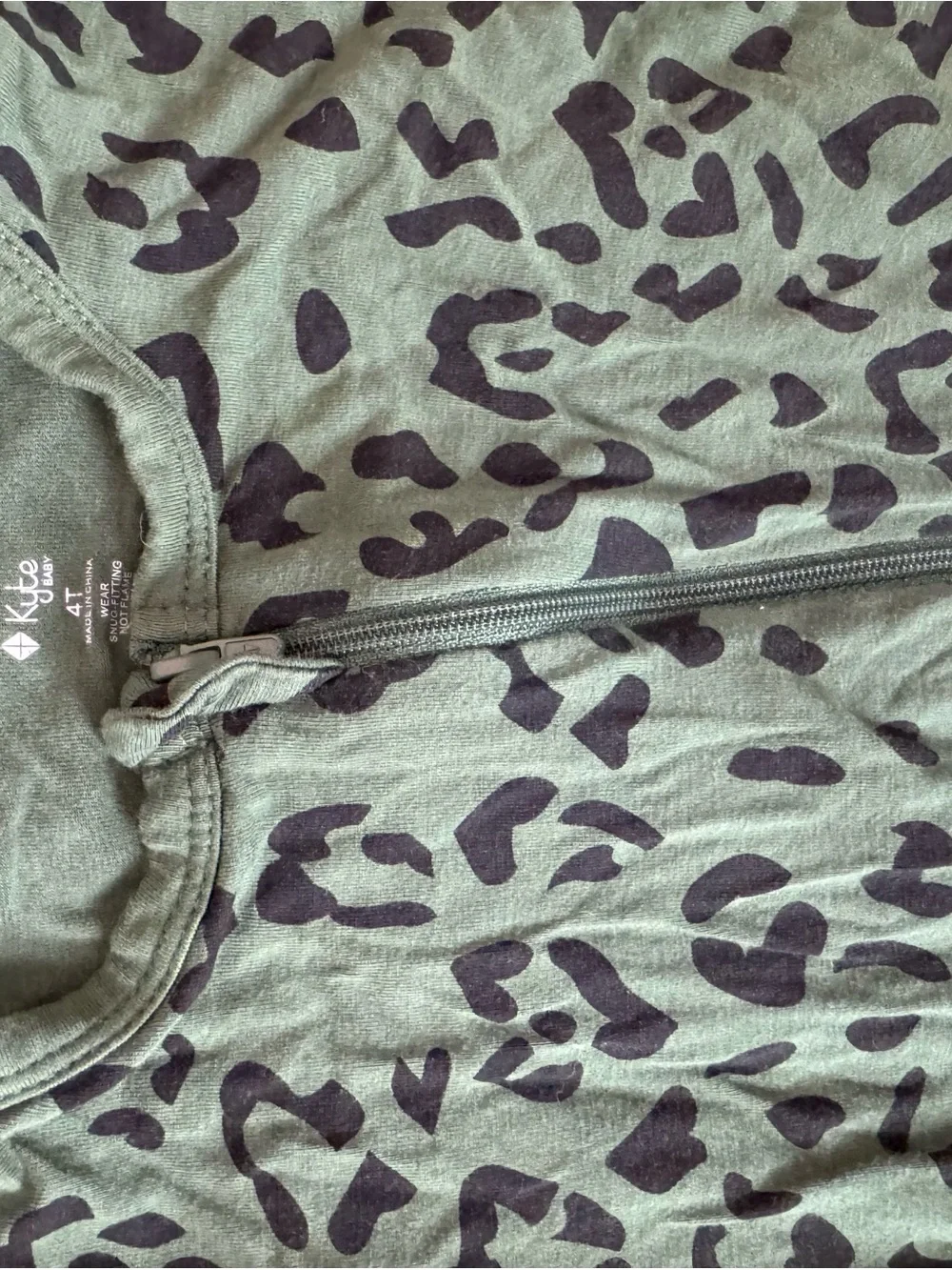 Kyte Baby Green Leopard Print Zip-Up Onesie